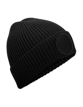 Strickmütze mit rundem Patch - individuell bedruckt
